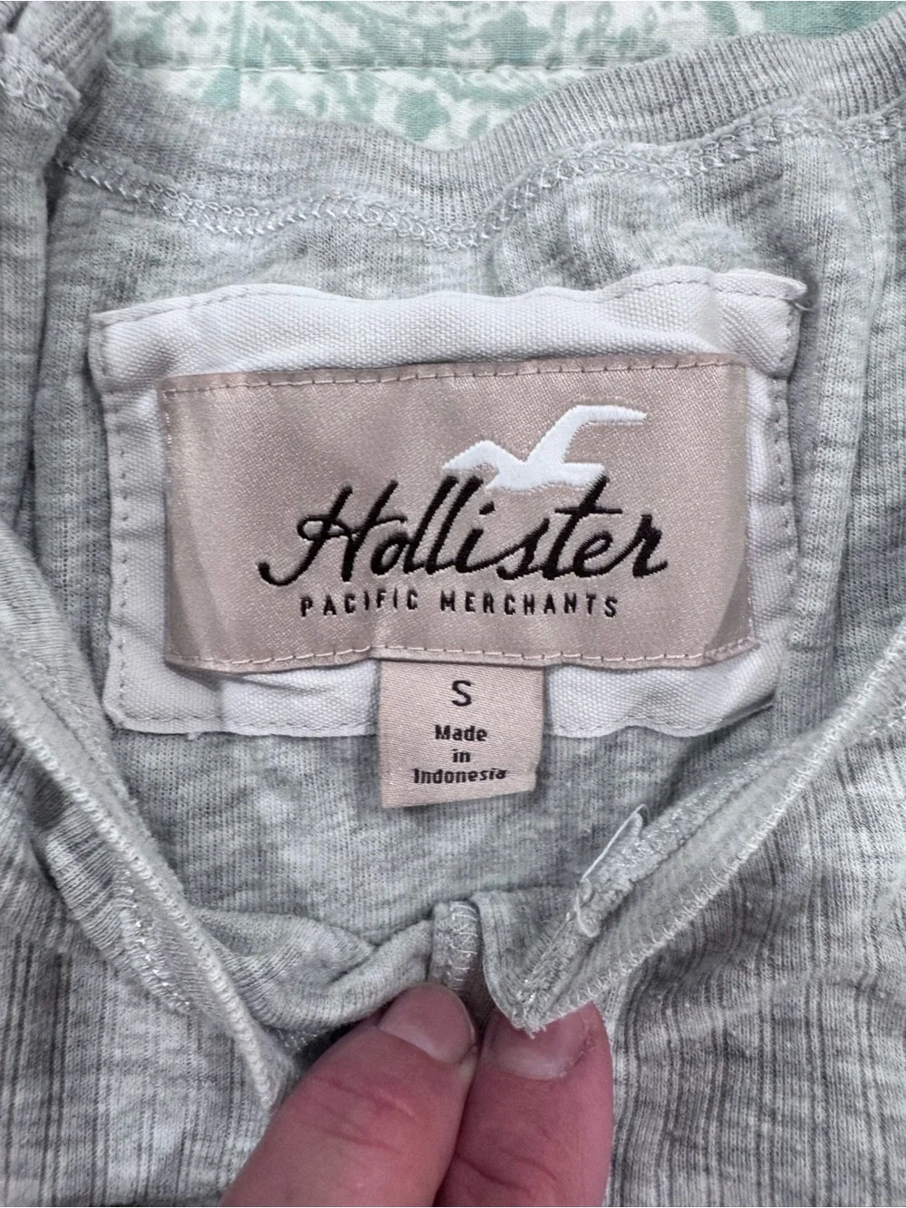 Hollister Light Grey Short Sleeve Henley Tee